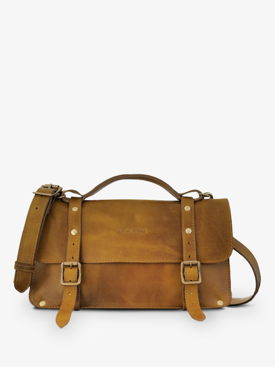 leather-shoulder-bag-for-woman-brown-front-view-picture-lenveloppe-reedition-oiled-honey-paul-marius-3760125355511