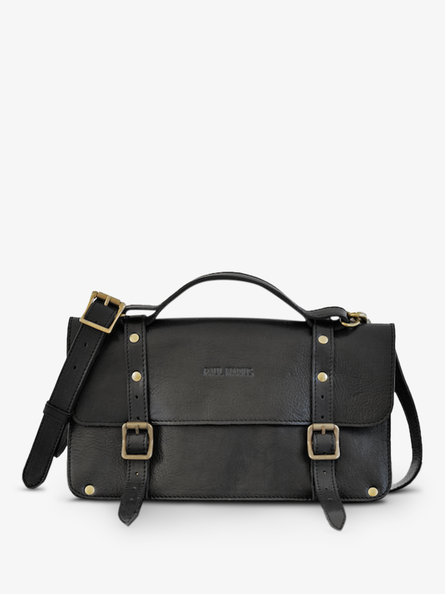 leather-shoulder-bag-for-woman-multicoloured-black-front-view-picture-lenveloppe-reedition-oily-black-paul-marius-3760125355566