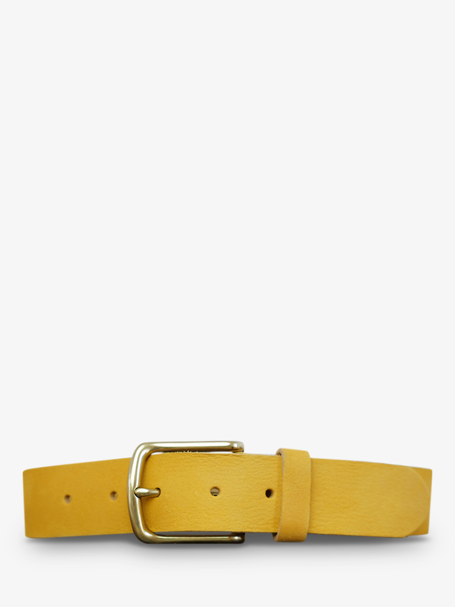 leather-belt-yellow-front-view-picture-laceinture-magnifique-nubuck--35mm-saffron-paul-marius-3760125339849