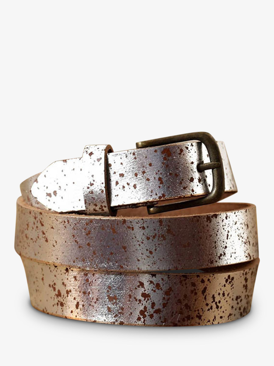leather belt Silver LaCeinture Boucle Sparkling Silver PAUL MARIUS