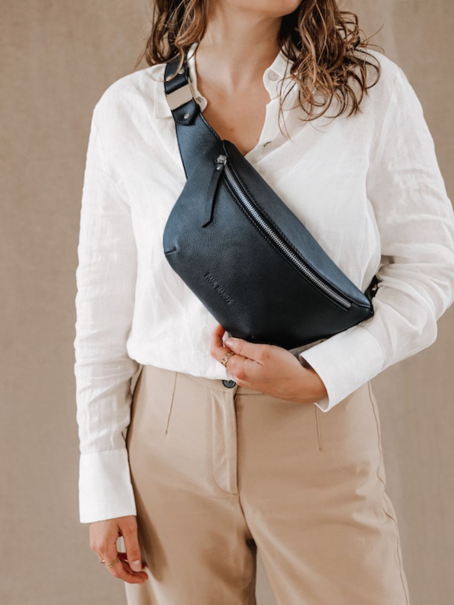 Black Leather Fanny Pack LaBanane Black PAUL MARIUS