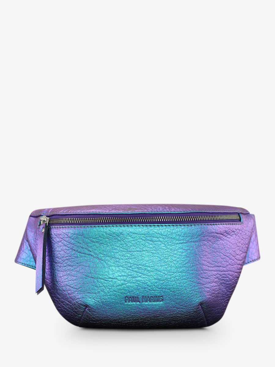 Blue leather fanny pack best sale
