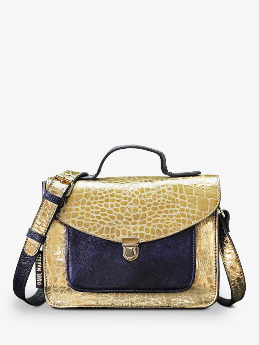 leather-hand-bag-for-woman-gold-blue-front-view-picture-mademoiselle-george-caiman-gold-metallic-blue-paul-marius-3760125348643
