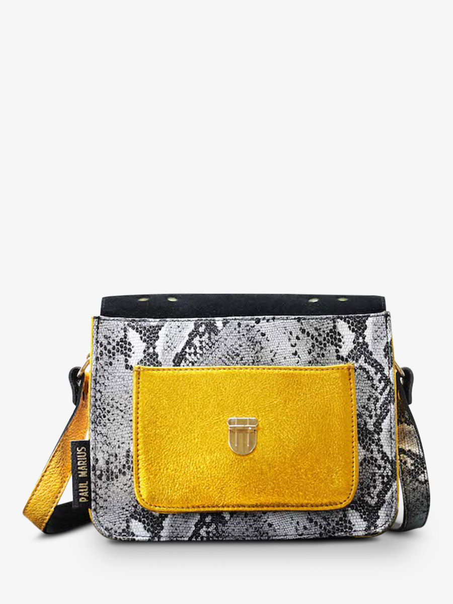 leather hand bag for woman Grey Yellow Mademoiselle George