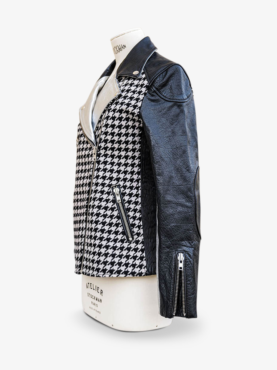 leather-women-jacket-perfecto-black-white-side-view-picture-leperfecto-pied-de-poule-paul-marius-3760125346892