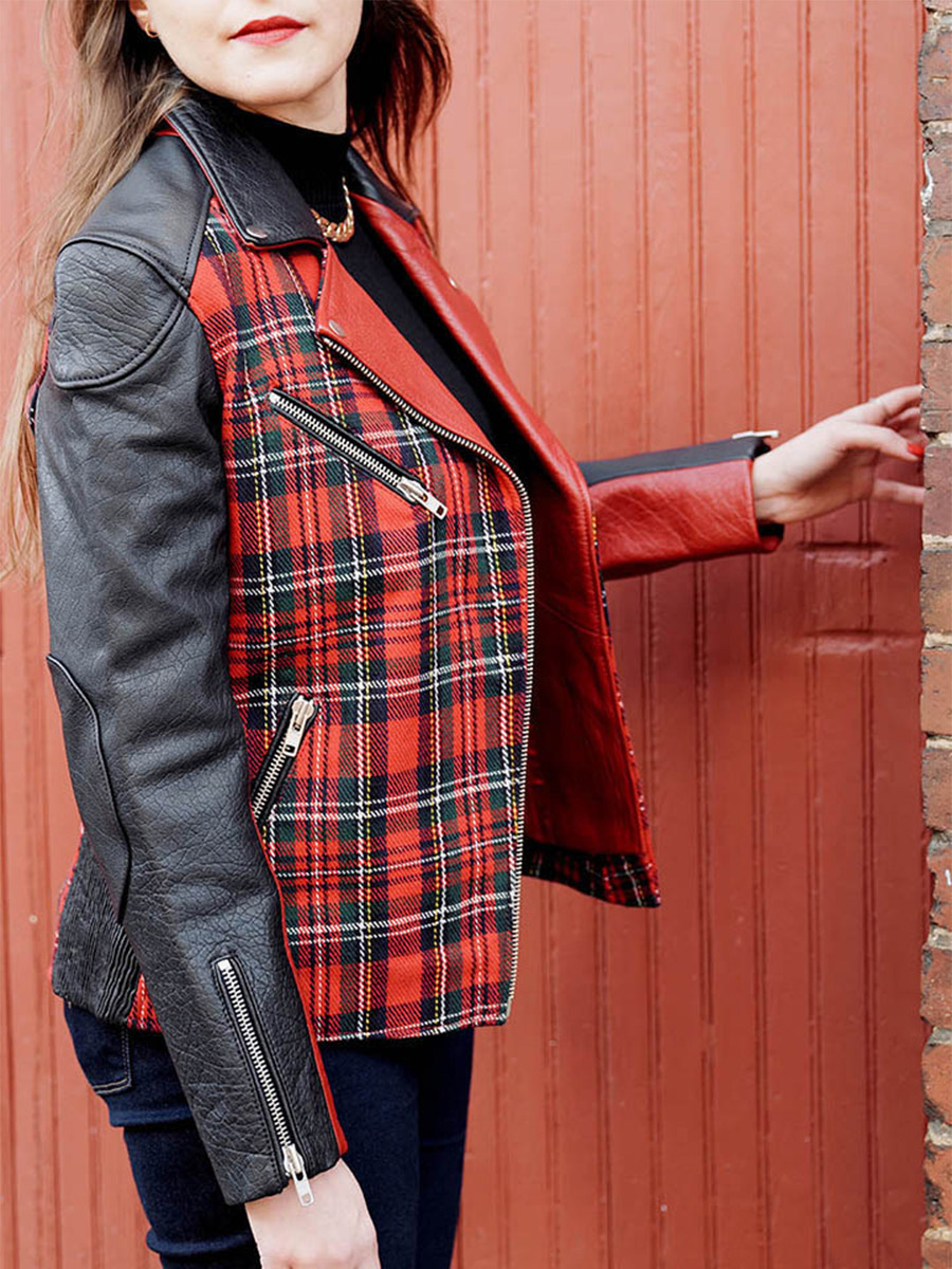 Red tartan jacket women's shop