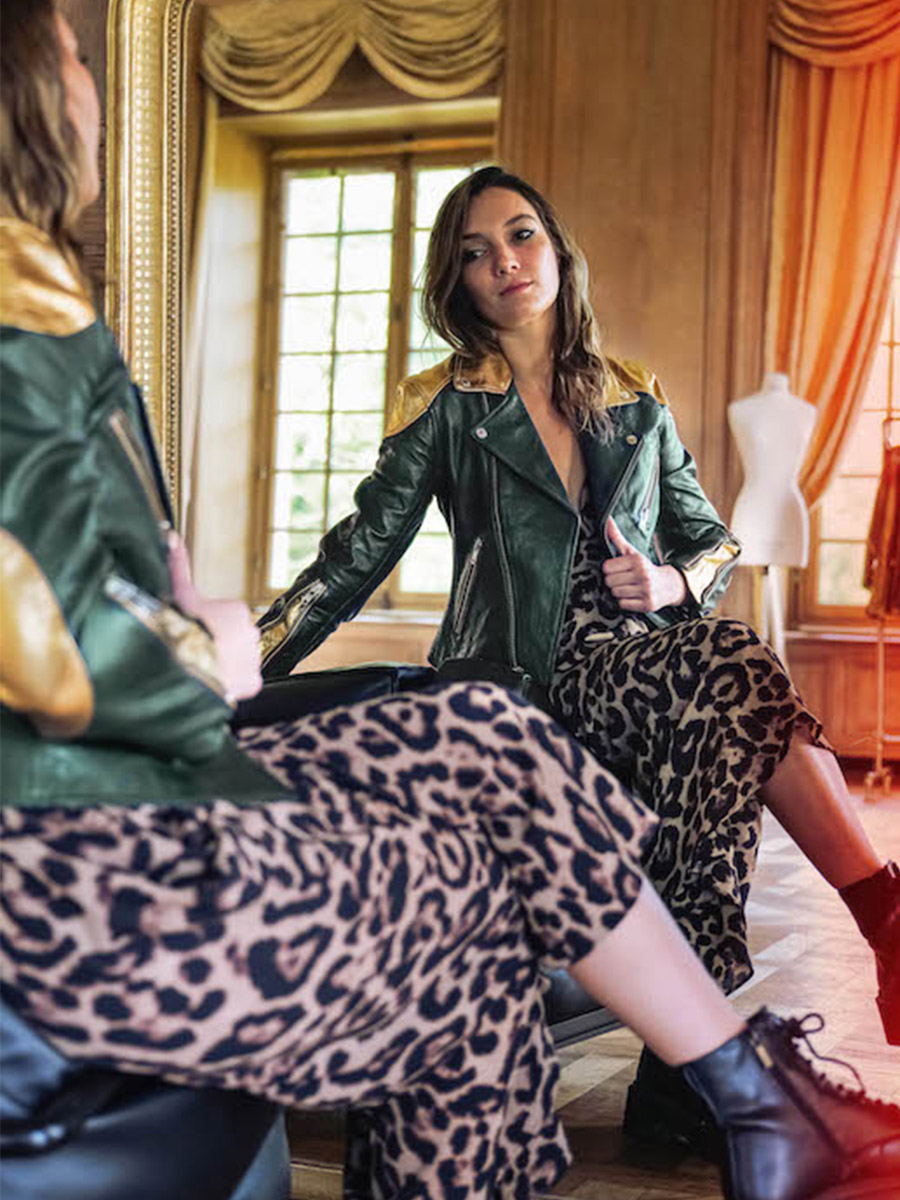 Perfecto store cuir doré