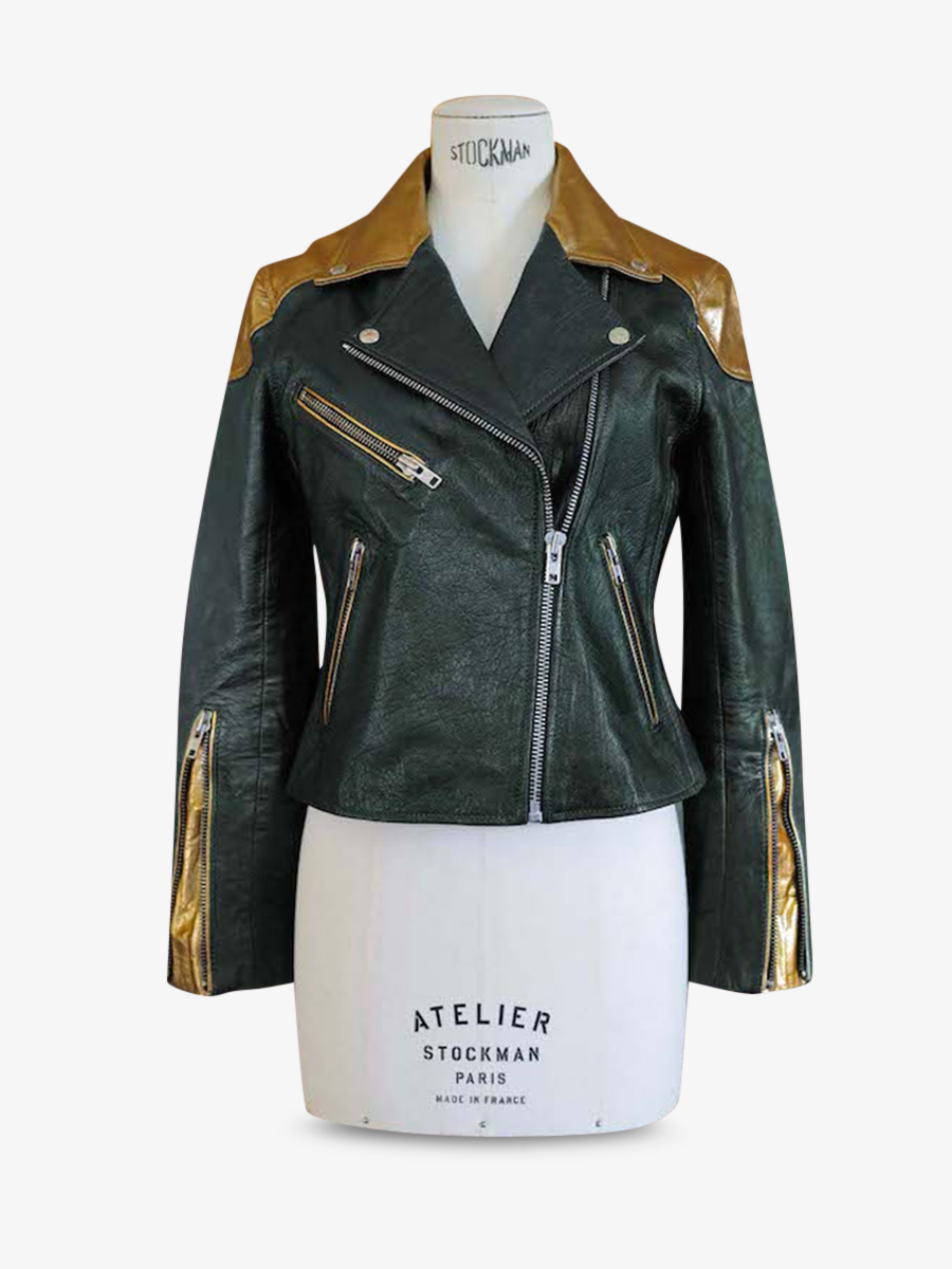 leather-women-jacket-perfecto-multicoloured-green-gold-side-view-picture-leperfecto-forest-green-gold-paul-marius-3760125351469