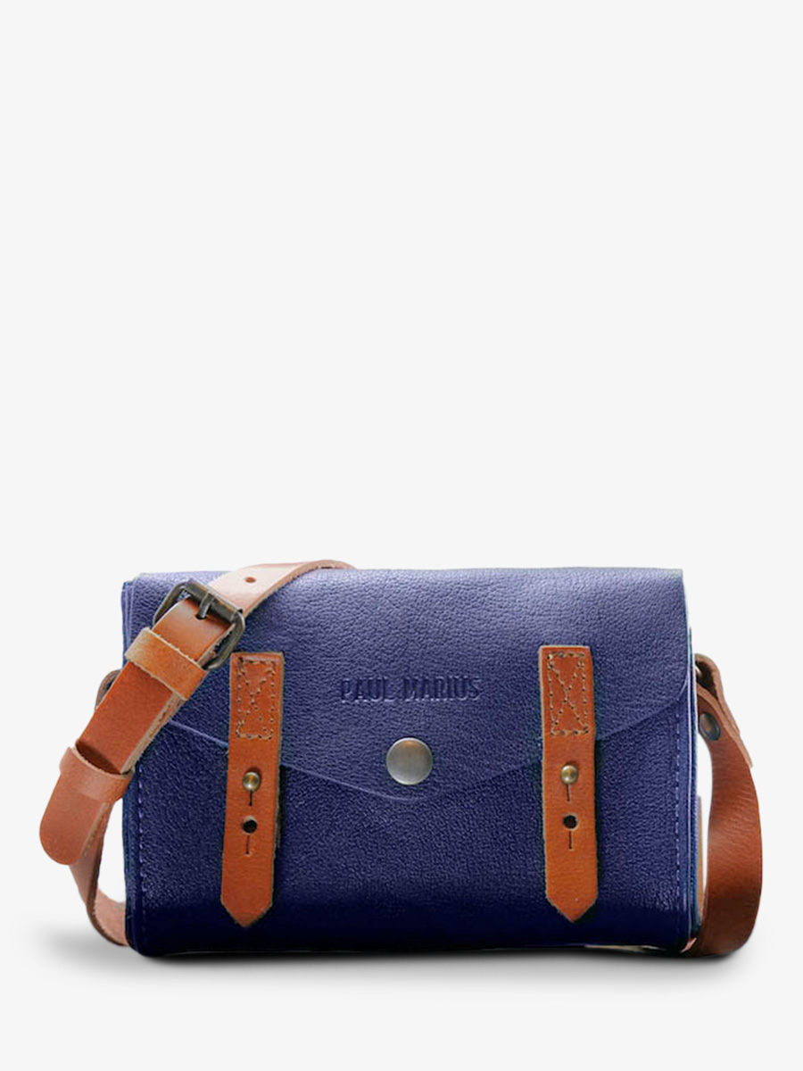 Blue Leather Shoulder Bag Le Mini Indispensable Egyptian Blue PAUL MARIUS