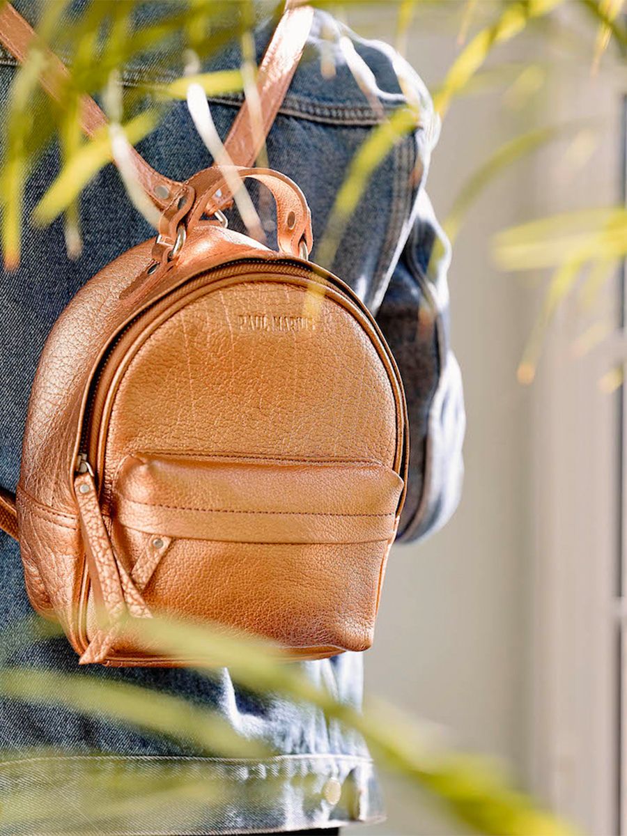 Rose gold deals leather backpack