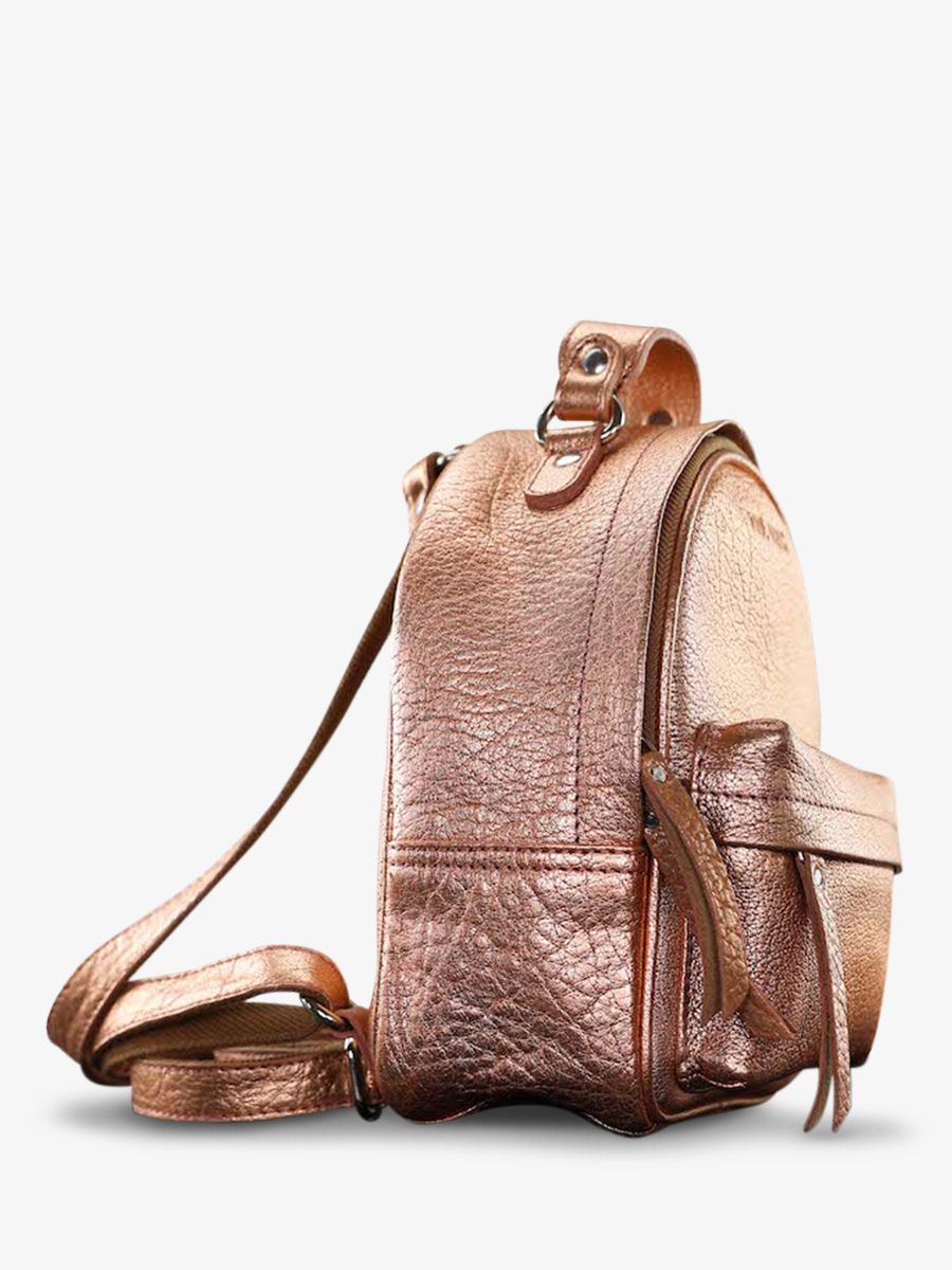 small leather backpack Pink Gold LeMini Intr pide Rose Gold PAUL MARIUS