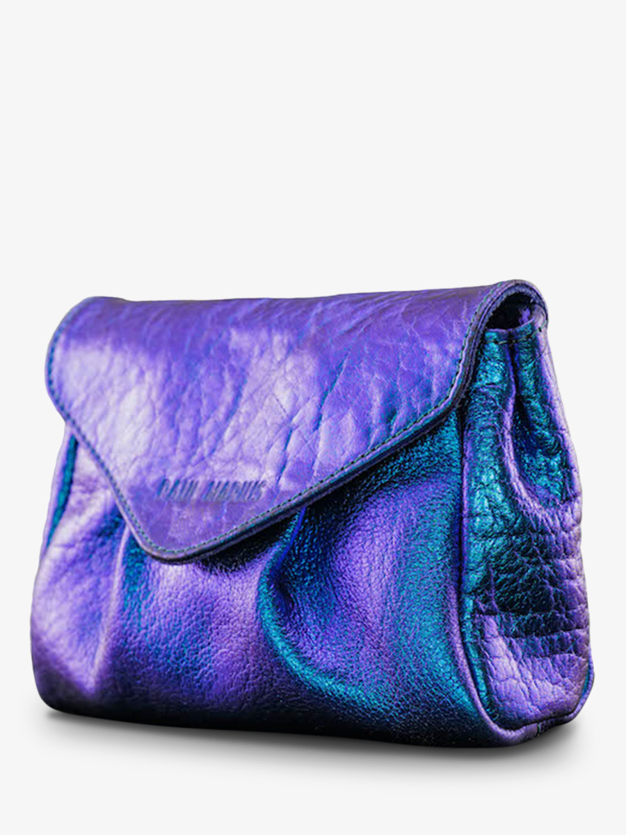 Blue Metallic Leather Shoulder Bag for Women - LaSacoche S Beetle