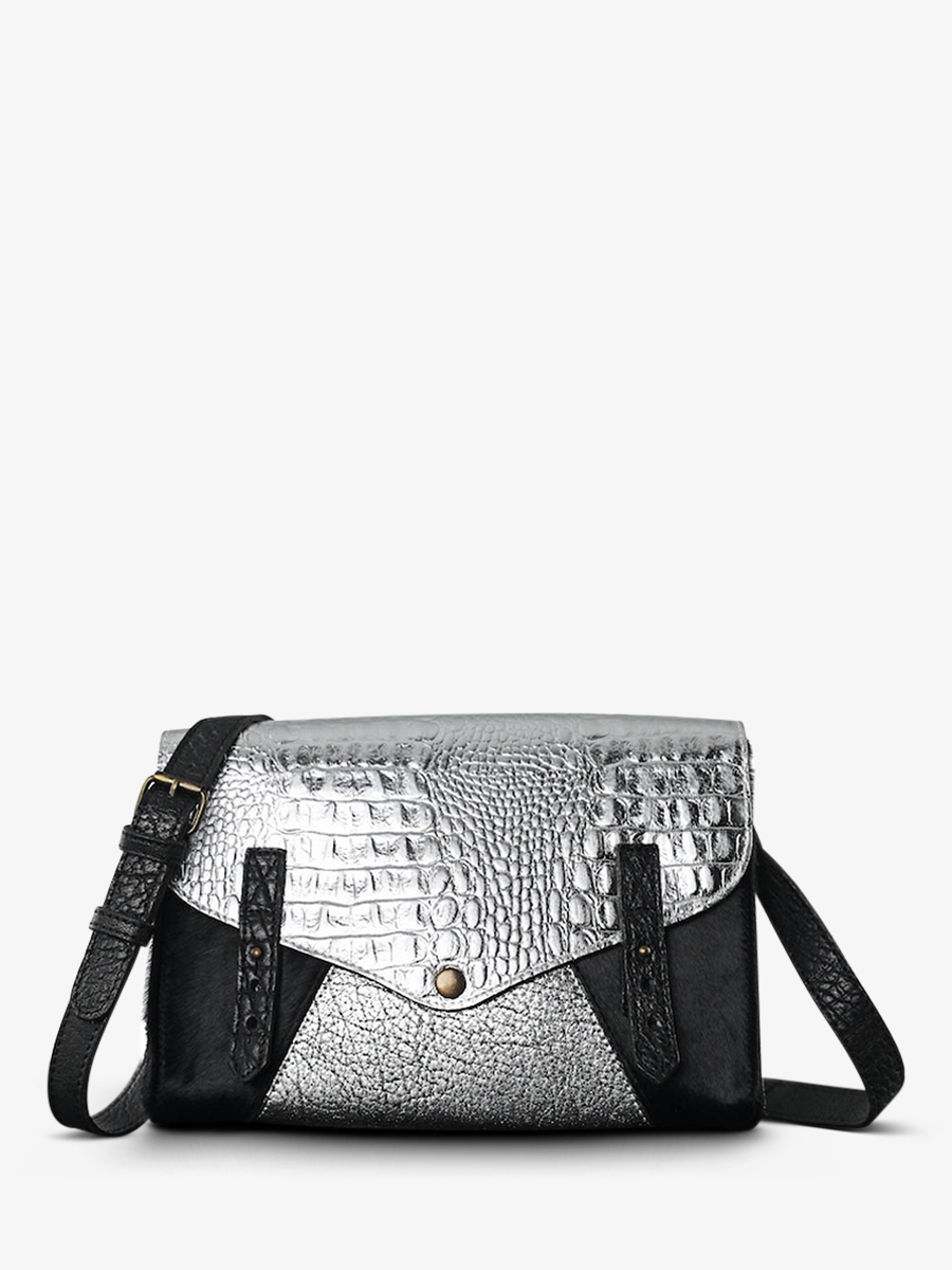 leather-woman-shoulder-bag-silver-black-front-view-picture-lindispensable-caiman-silver-black-paul-marius-3760125342139