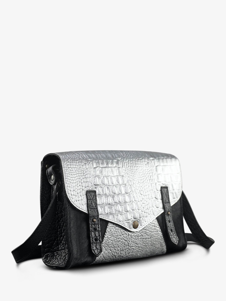 leather-woman-shoulder-bag-silver-black-side-view-picture-lindispensable-caiman-silver-black-paul-marius-3760125342139