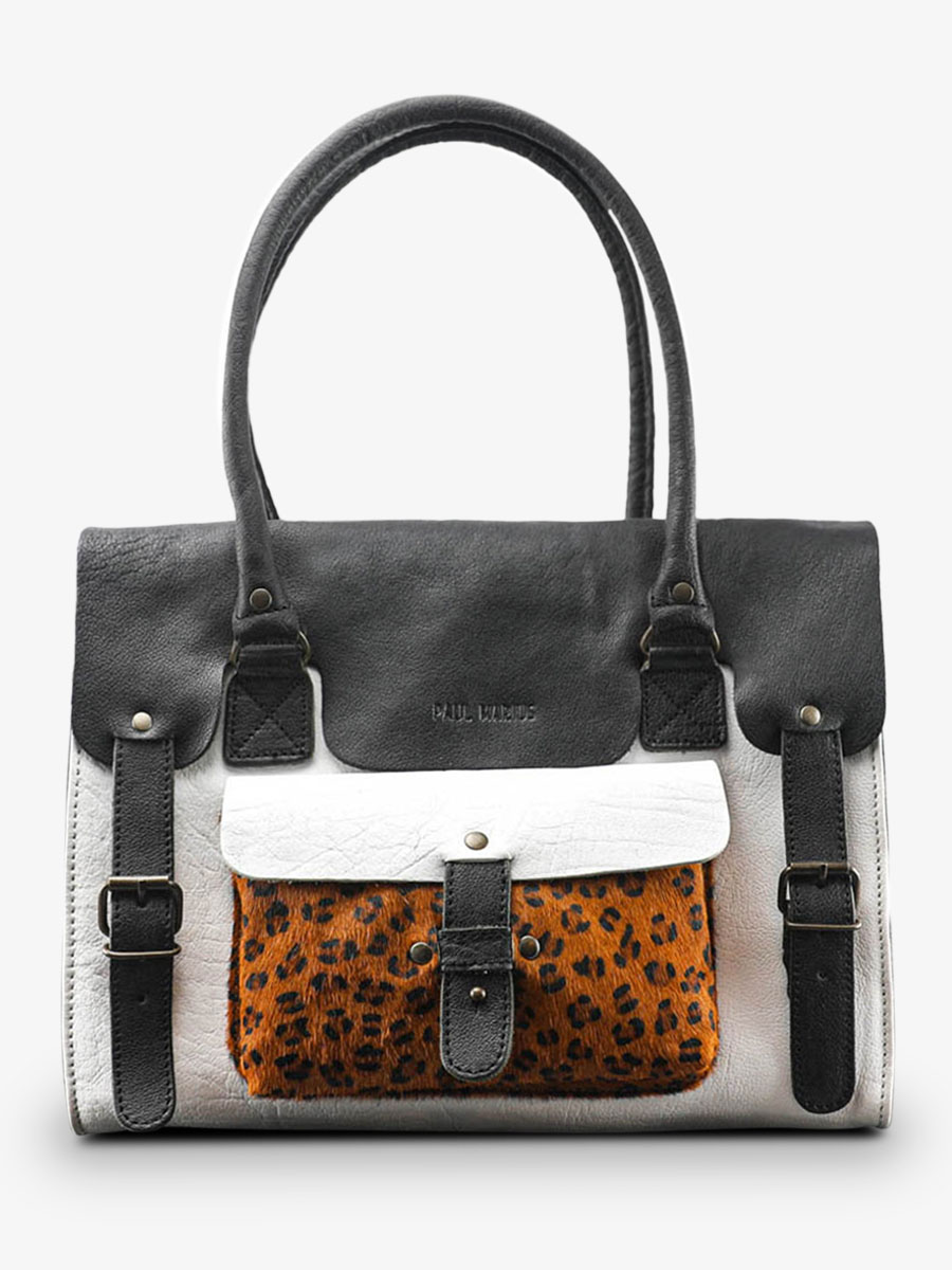 leather shoulder bag for woman Multicoloured Black White LeRive Gauche M L opard Black White PAUL MARIUS