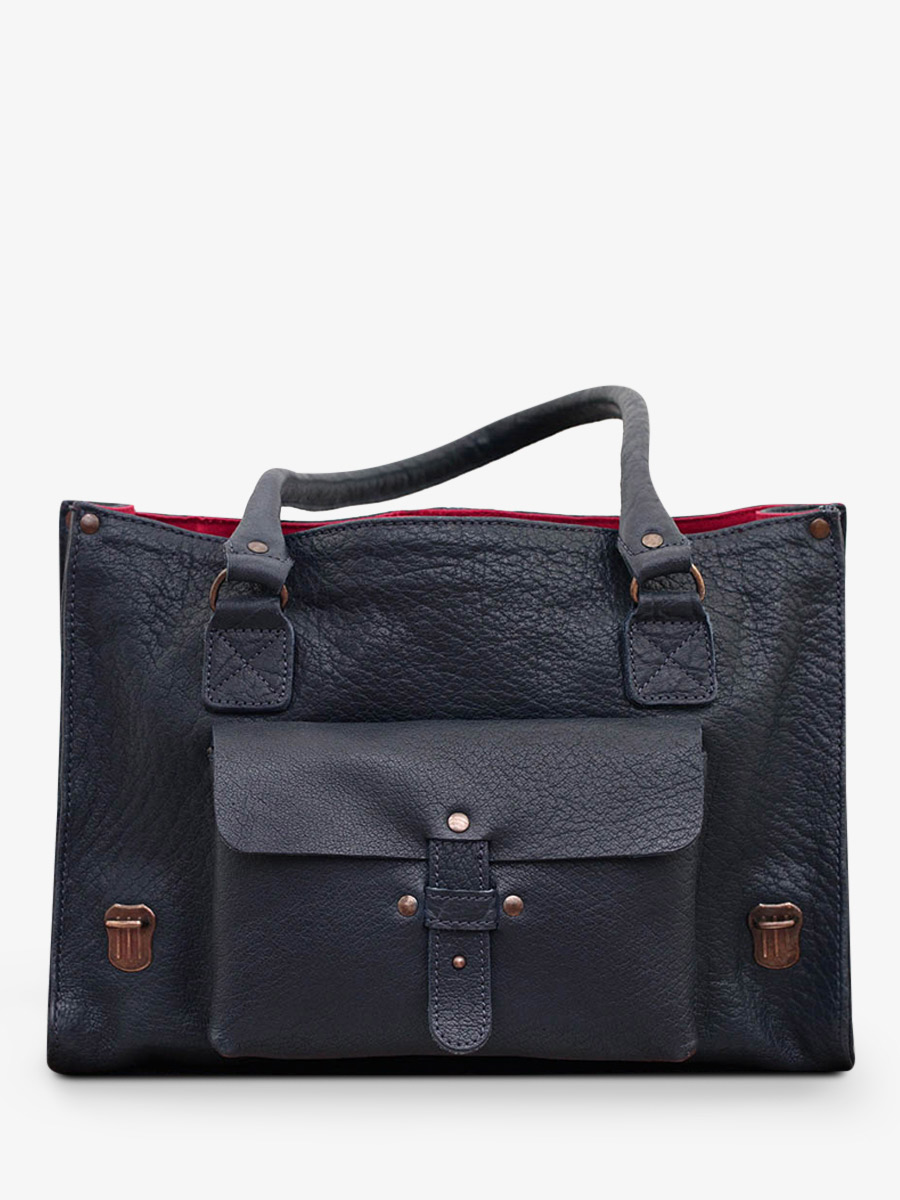 leather shoulder bag for woman Blue LeRive Gauche M Ink Blue PAUL MARIUS