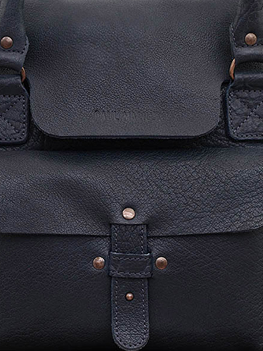 leather shoulder bag for woman Blue LeRive Gauche M Ink Blue PAUL MARIUS