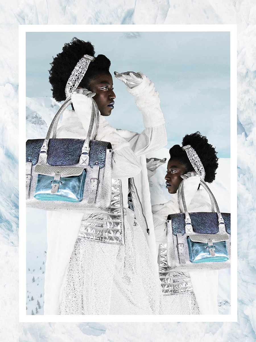 leather shoulder bag for woman Blue White LeRive Gauche M Chimere Polar PAUL MARIUS
