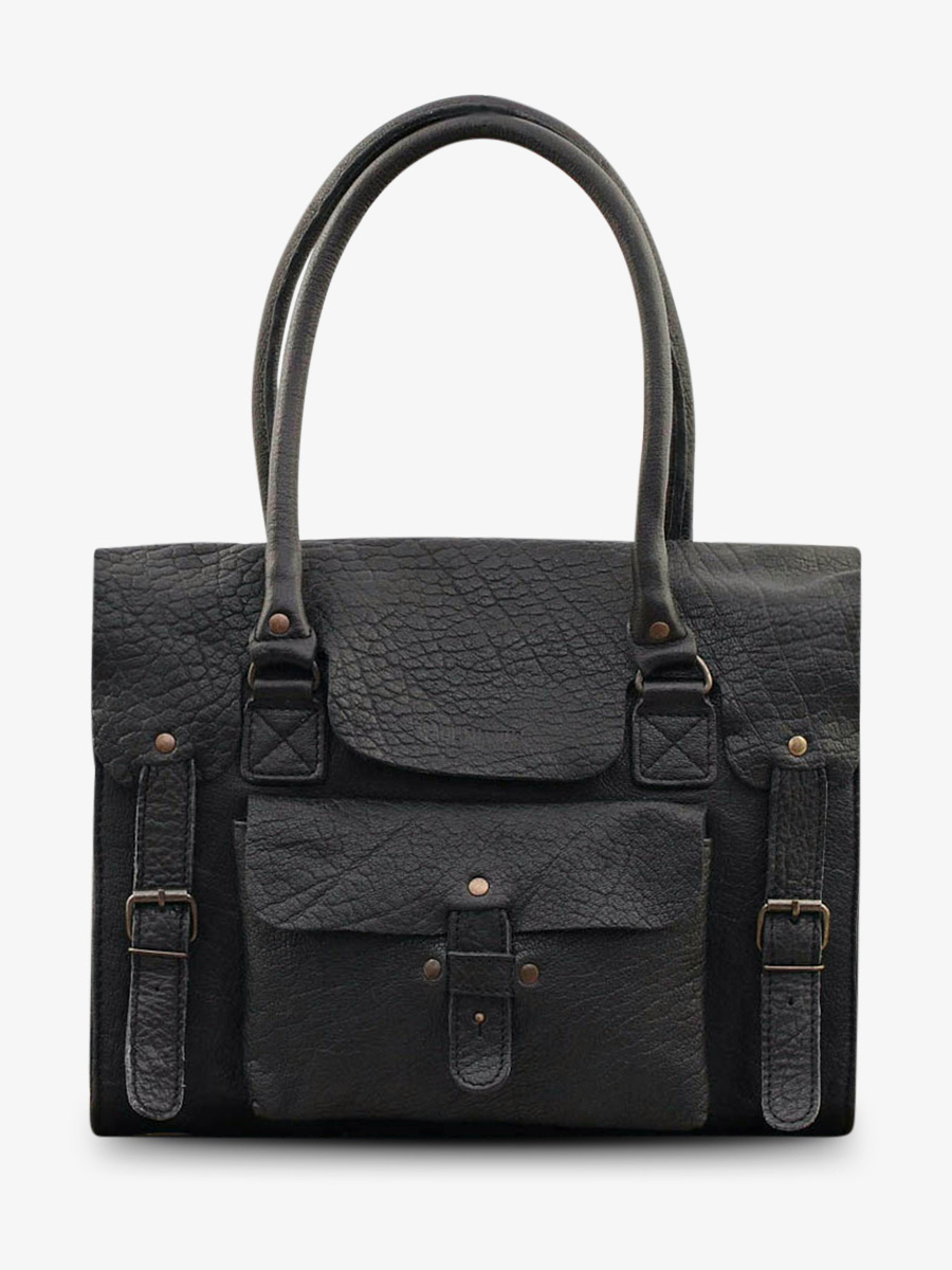 leather shoulder bag for woman Black LeRive Gauche M Black PAUL MARIUS
