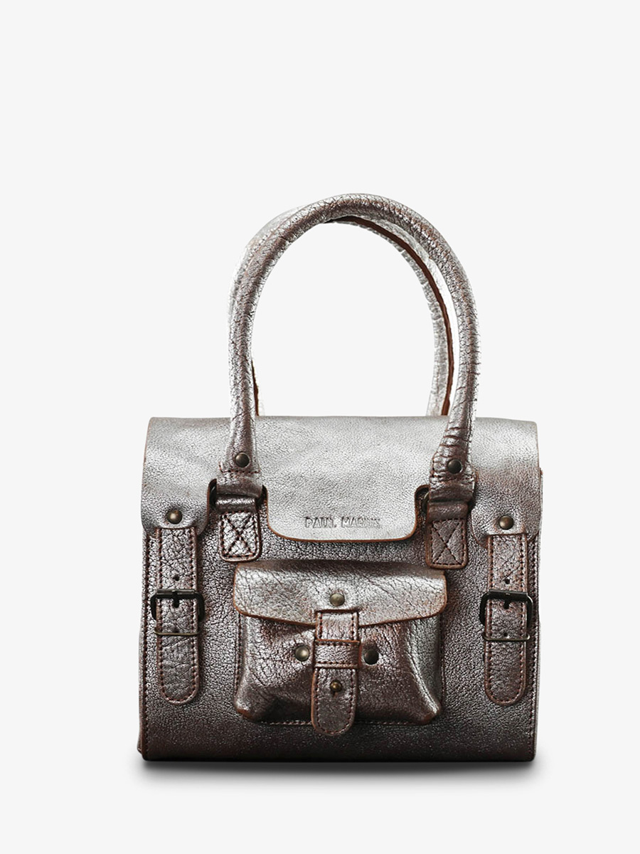 leather shoulder bag for woman Silver - LeRive Gauche - S Silver Amber