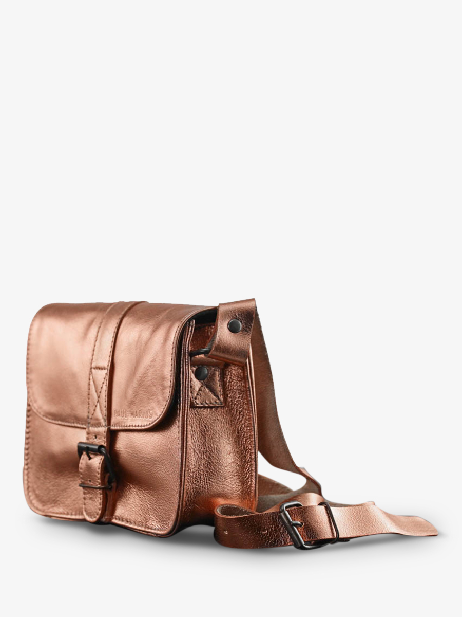 small leather shoulder bag for woman Pink Gold L Essentiel Rose Gold PAUL MARIUS