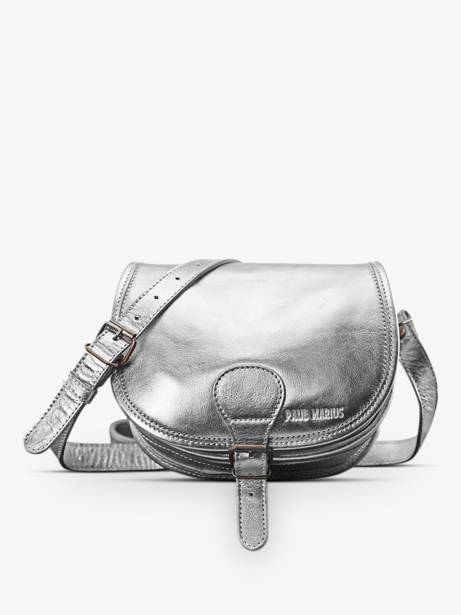 leather-shoulder-bag-for-woman-silver-front-view-picture-lebohemien-argente-paul-marius-lebohemien