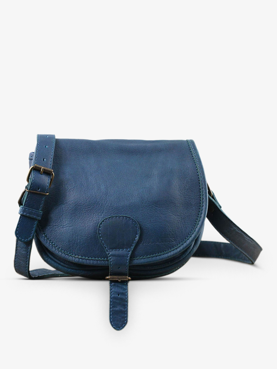 Leather shoulder bag for woman Green Blue LeBoh mien Cobalt PAUL MARIUS