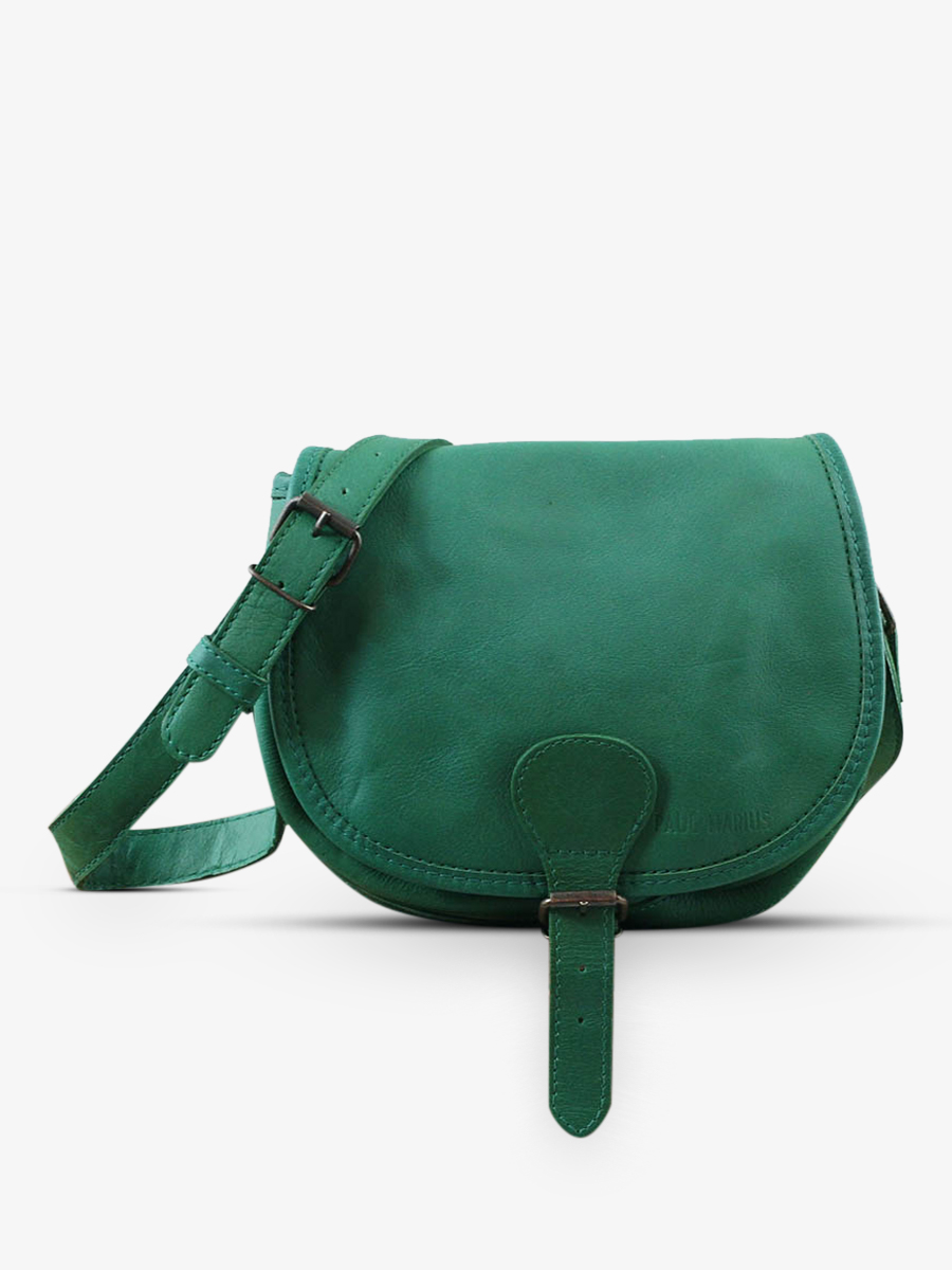 leather-shoulder-bag-for-woman-green-front-view-picture-lebohemien-emeraude-paul-marius-lebohemien