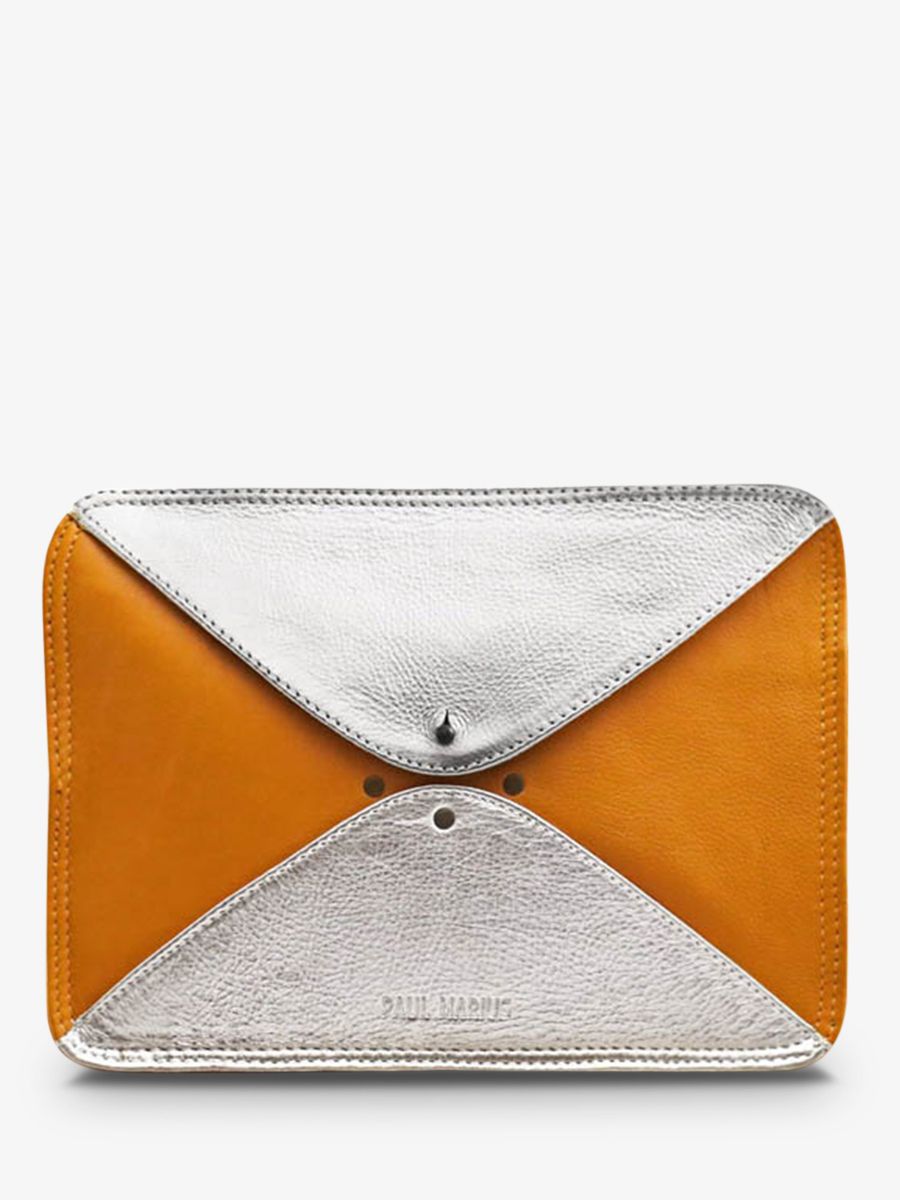 shoulder-bag-for-woman-yellow-silver-front-view-picture-legraphique-saffron-silver-paul-marius-3760125335445