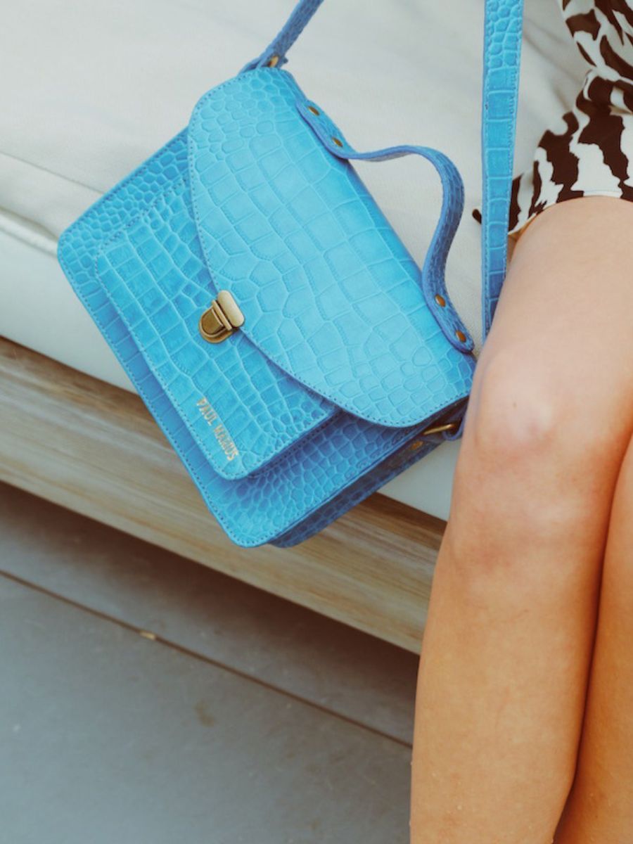 Blue Leather Handbag for Women - Colette S Alligator Cocktail