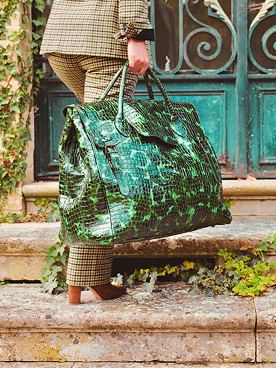 Big leather travel bag sale