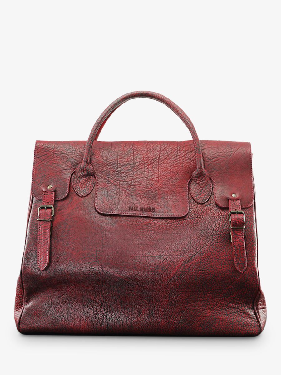 big leather travel bag for men Red Rouen Delhi Dark Red PAUL MARIUS