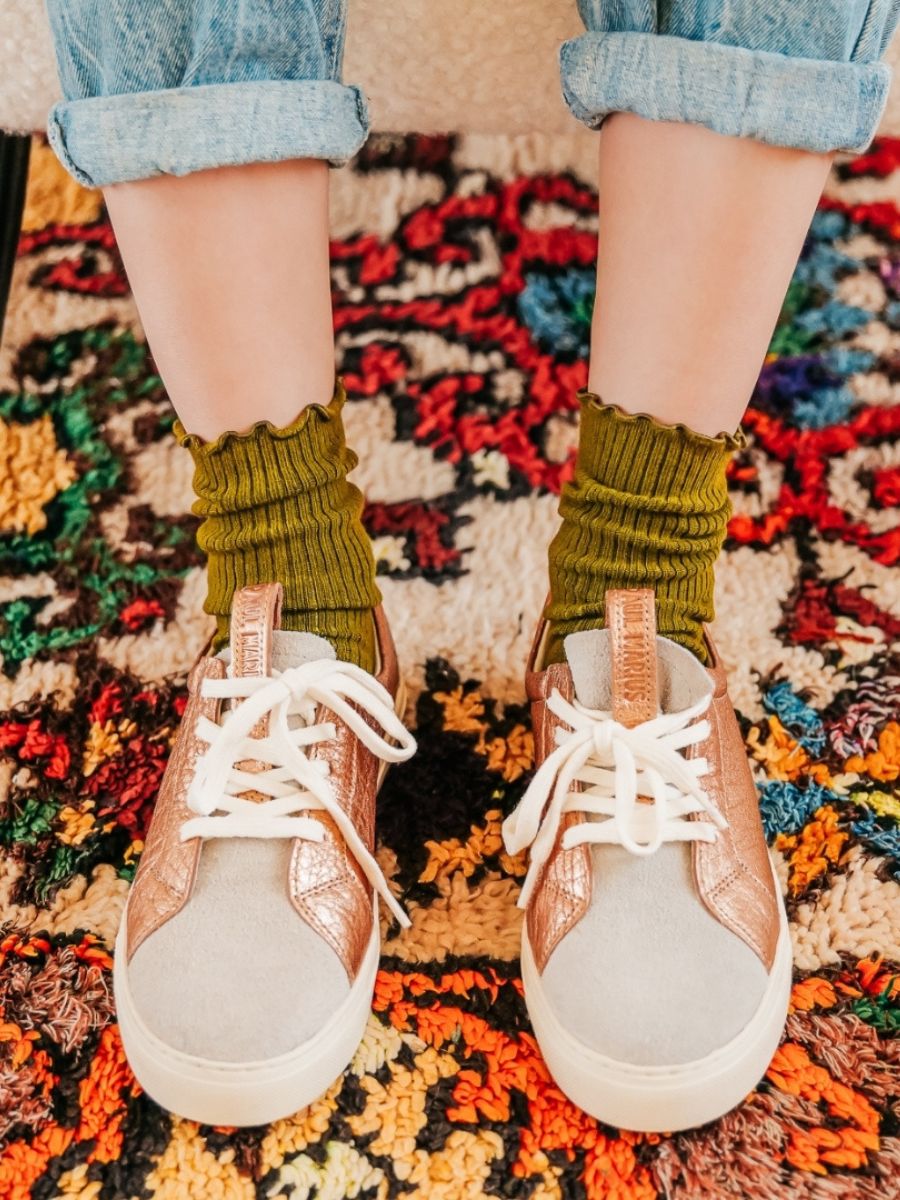 sneakers for women Pink Gold White PM002 Rose Gold White PAUL