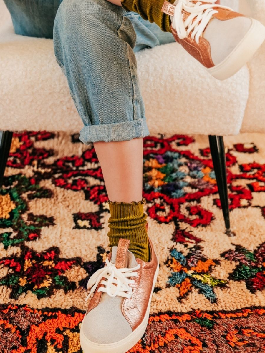 sneakers for women Pink Gold White PM002 Rose Gold White PAUL
