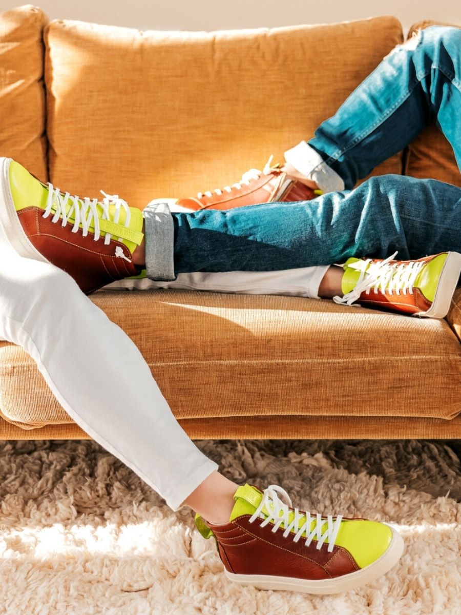 Neon yellow sock sneakers on sale