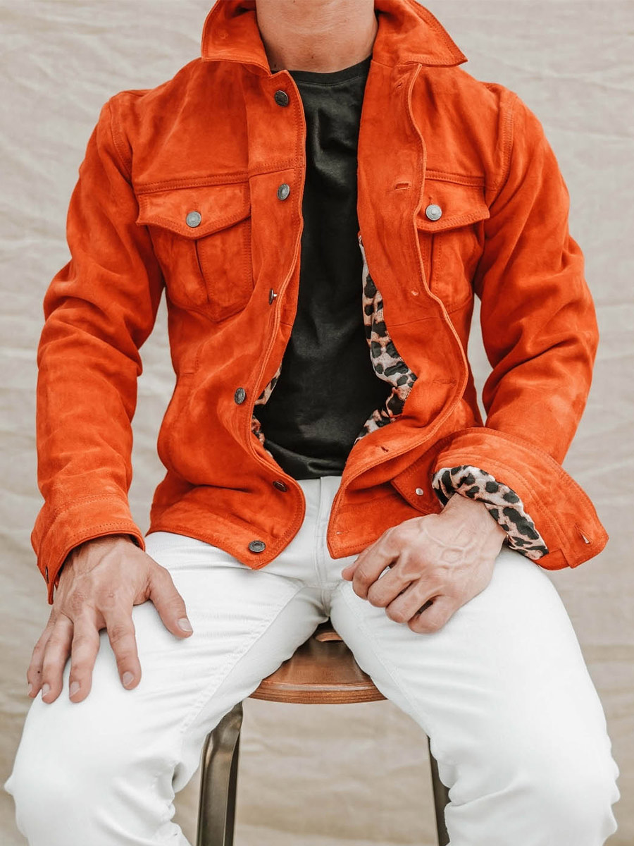 Orange suede jacket clearance