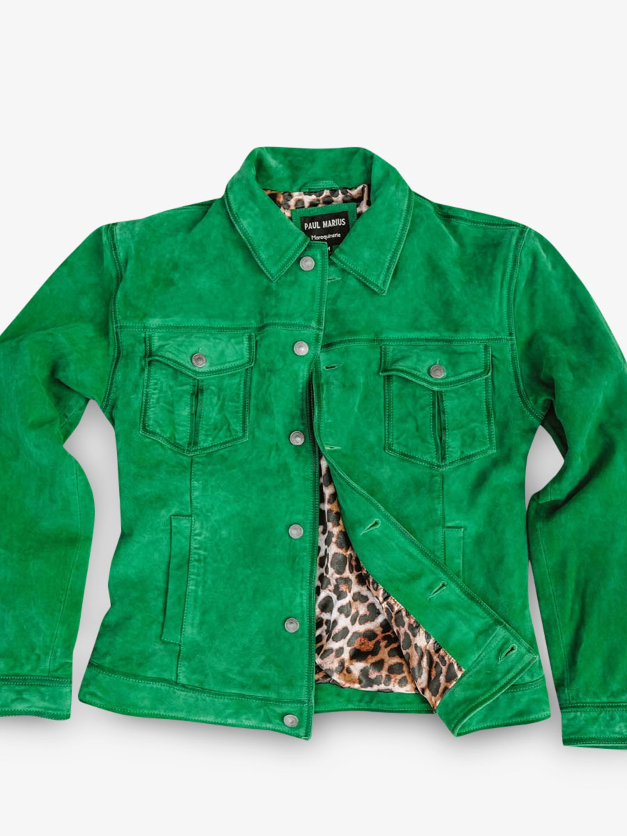 men leather suede jacket Green - LeNuméro 1 Acid Green