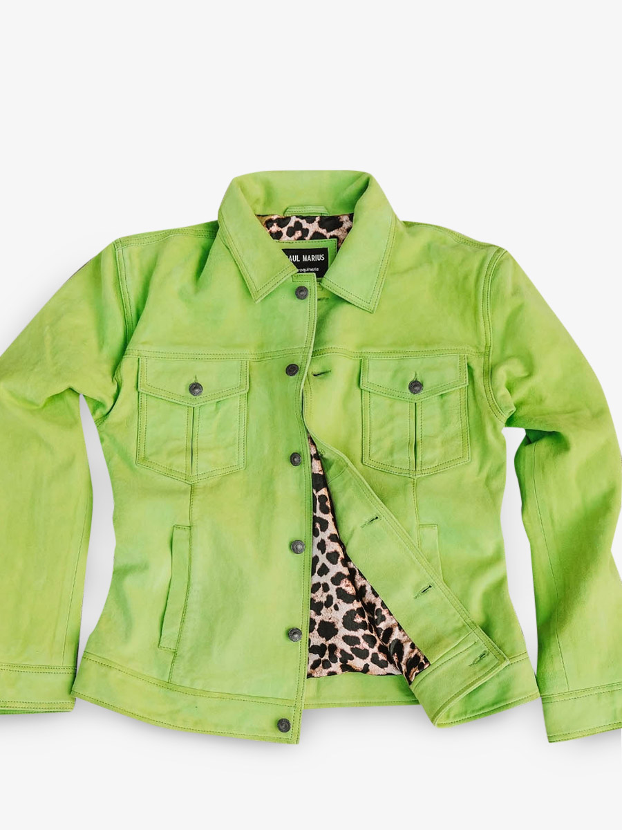 men leather suede jacket Green LeNumero 1 Chartreuse Green PAUL MARIUS