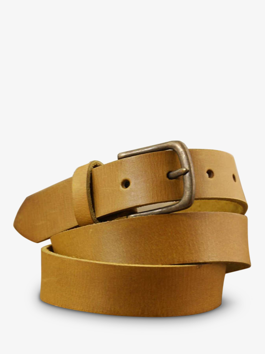 leather-belt-yellow-front-view-picture-laceinture-a-boucle-saffron-paul-marius-3760125333571