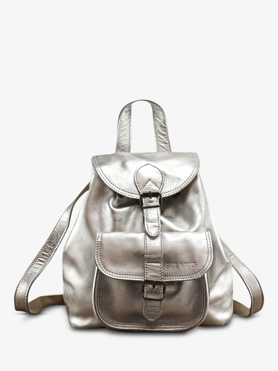 leather-backpak-for-woman-silver-front-view-picture-lebaroudeur-silver-paul-marius-3760125336459