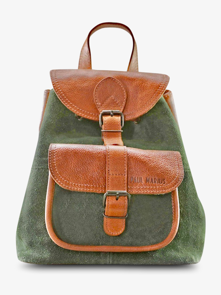 leather-backpak-for-woman-brown-green-front-view-picture-lebaroudeur-pampa-light-brown-forest-green-paul-marius-3760125348940