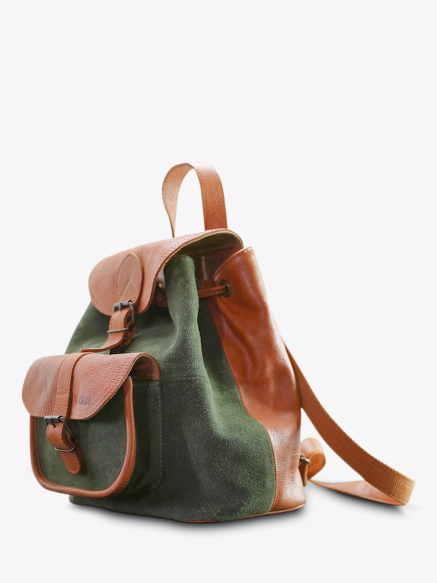 leather back-pack Brown,Purple - LeChampêtre Pampa Light Brown