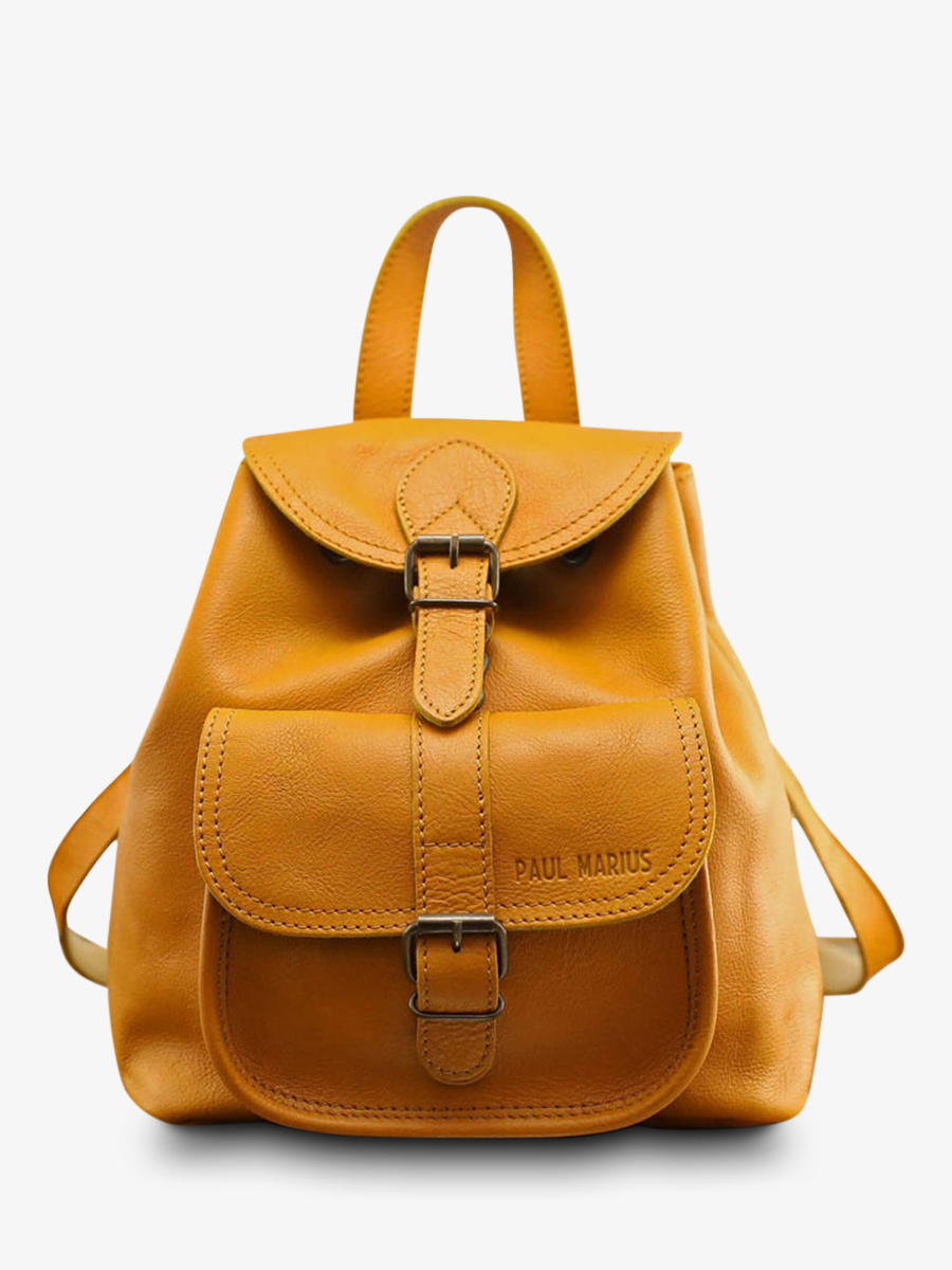 leather-backpak-for-woman-yellow-front-view-picture-lebaroudeur-saffron-paul-marius-3760125336428