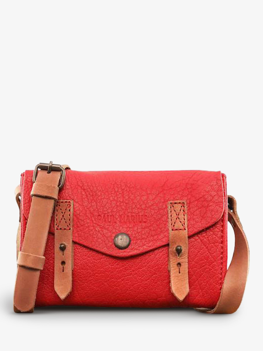 Red Leather Shoulder Bag Le Mini Indispensable Carmine Red PAUL MARIUS