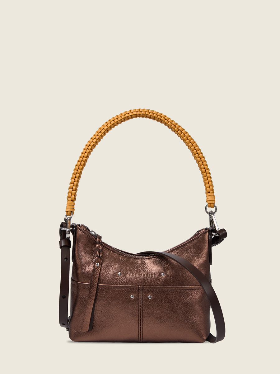 Material detail photo, small copper leather shoulder bag, PAUL MARIUS LeLoustic Copper