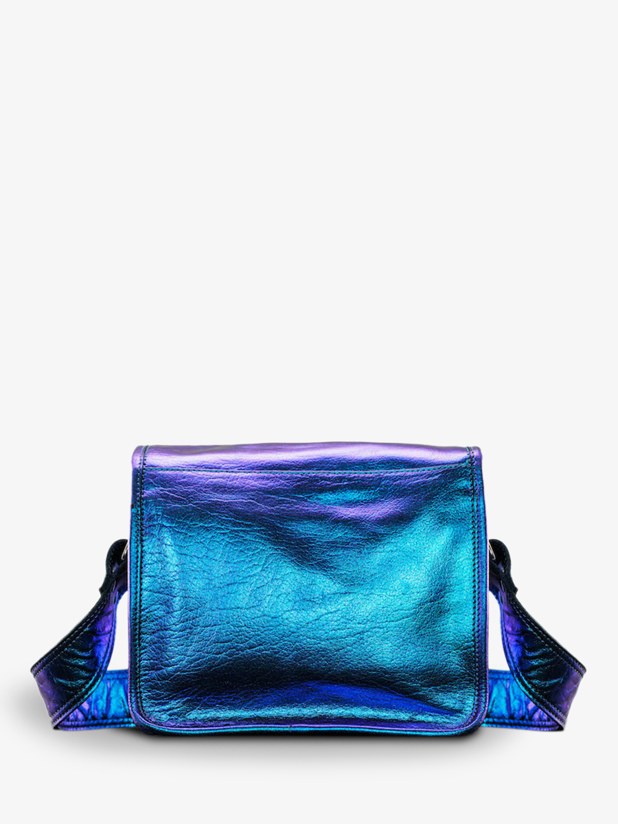 Blue Metallic Leather Shoulder Bag for Women - LaSacoche S Beetle