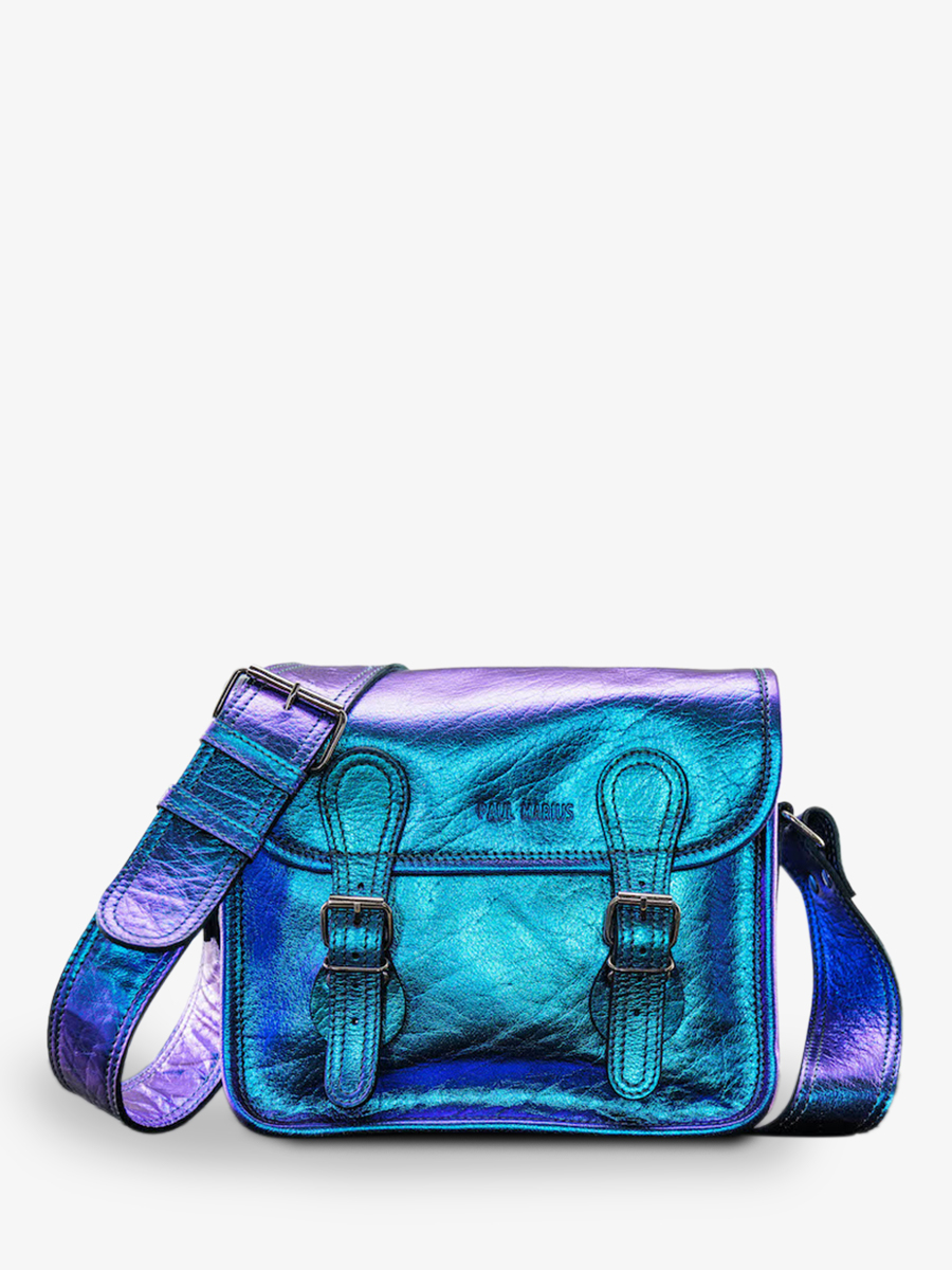 Blue Metallic Leather Shoulder Bag for Women - LaSacoche S Beetle