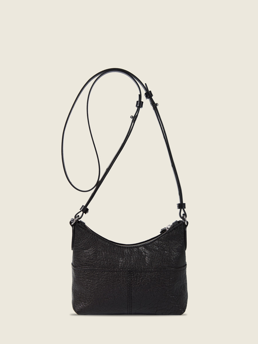 Back view photo, small black leather shoulder bag, PAUL MARIUS LeLoustic Black
