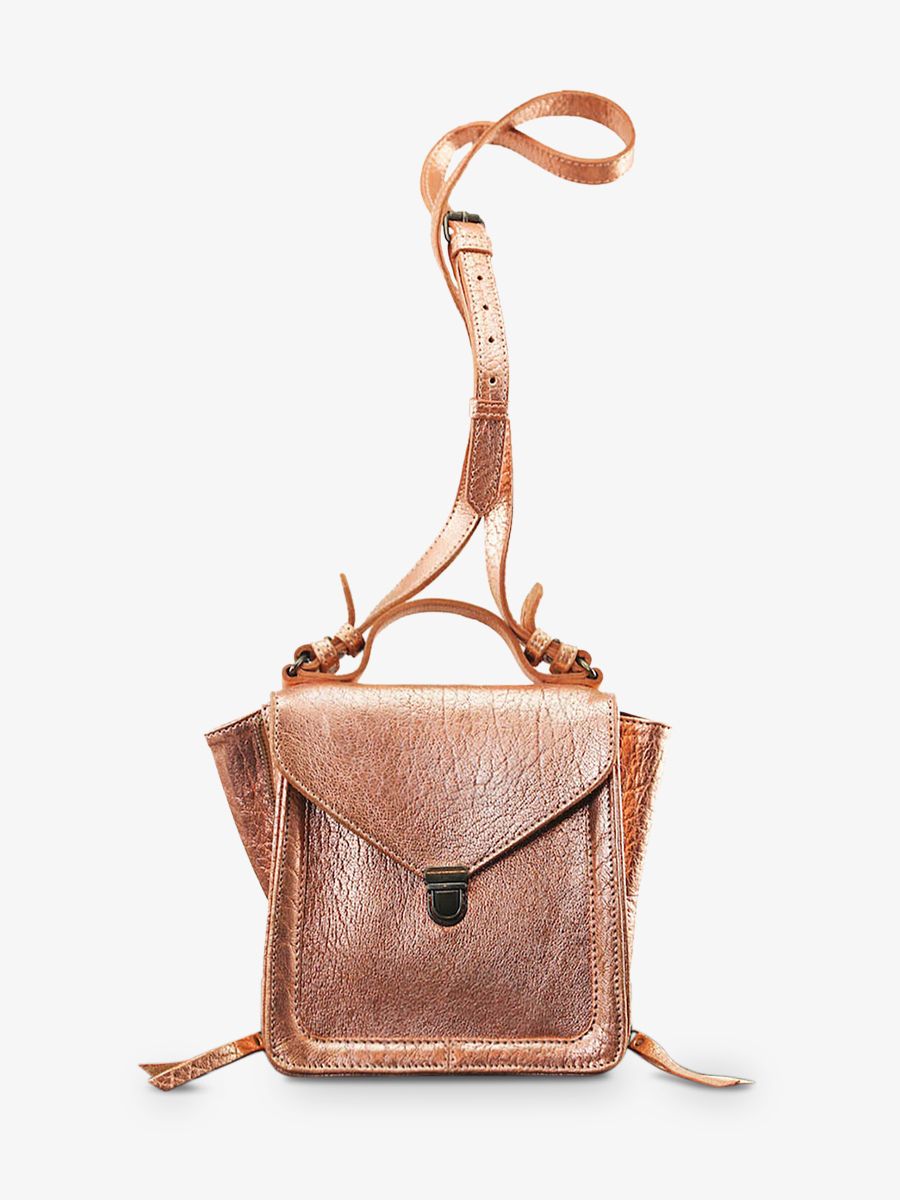 small leather shoulder bag for woman Pink Gold Mistinguette Rose Gold PAUL MARIUS