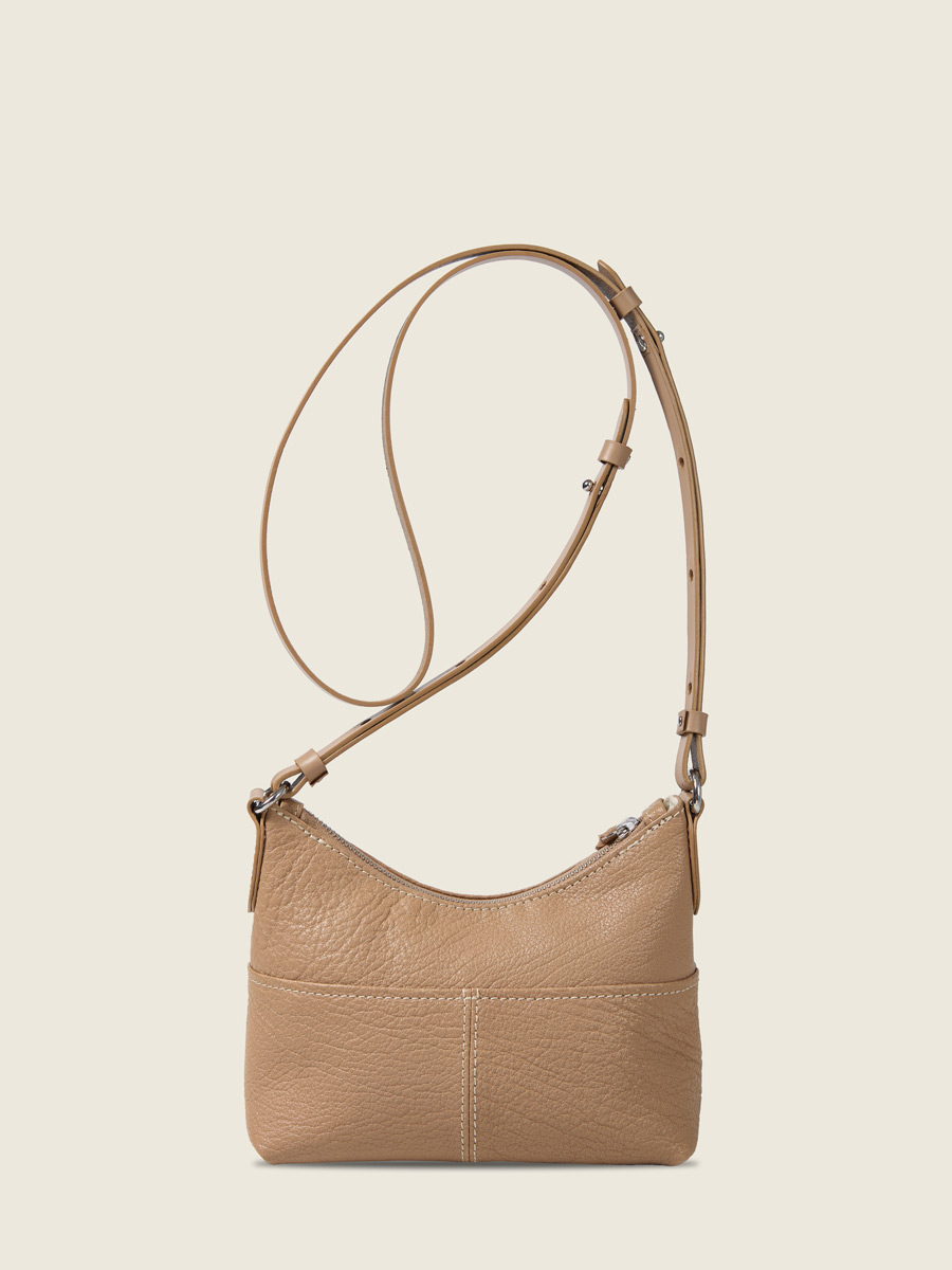 Back view photo, small taupe leather shoulder bag, PAUL MARIUS LeLoustic Taupe